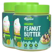 1 - Alpino Organic Natural Peanut Butter (Unsweetened) Pack of 2,  0.400 kg  Crunch 
