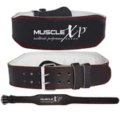 2 - MuscleXP Leather Weight Lifting Gym Belt,  Black  XL 