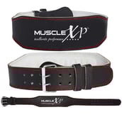 2 - MuscleXP Leather Weight Lifting Gym Belt,  Black  Small 