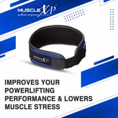 4 - MuscleXP Weight Lifting Gym Belt,  Blue  Large 