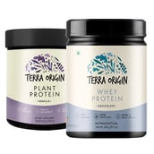 Terra Origin Whey Protein & Plant Protein Combo, 2 Piece(s)/Pack Chocolate and Vanilla