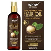 WOW Skin Science Macadamia Nut Hair Oil,  100 ml  for Dehydrated Scalp & Dry Coarse Hair (with Comb Applicator) 