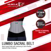 3 - MuscleXP Lumbo Sacral Belt,  Grey  Medium 