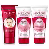 1 - Meglow Women Skin Brightening Face Cream & Face Wash Combo,  3 Piece(s)/Pack  for Glowing & Radiance Skin 