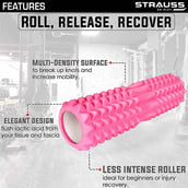 2 - Strauss Grid Yoga Massage Foam Roller, Pink 33cm
