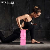 7 - Strauss Grid Yoga Massage Foam Roller, Pink 33cm