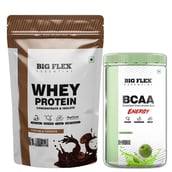 Big Flex Essential Whey Protein Concentrate & Isolate, 2.2 lb Cream & Cookies with Bigflex Essential Bcaa Energy Green Apple 500g