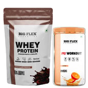 Big Flex Essential Whey Protein Concentrate & Isolate,  2.2 lb  Chocolate Truffle with Bigflex Essential Pre-Workout Orange 400g 
