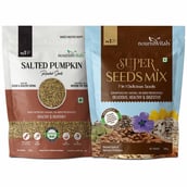 1 - NourishVitals Healthy Munching Combo, Salted Pumpkin Roasted Seeds + Super Seeds Mix 2 Piece(s)/Pack