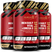 1 - MuscleXP Men Daily Vital + Omega 3 Sports Multivitamin, 60 tablet(s) Unflavoured (Pack of 3)