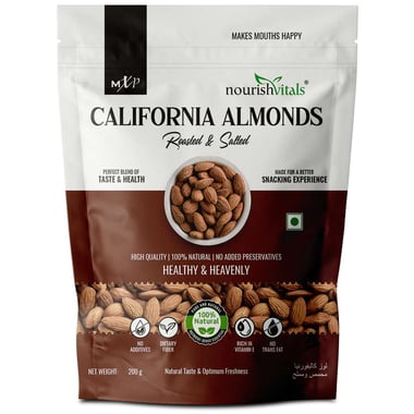 NourishVitals California Almonds, Roasted & Salted 200 g