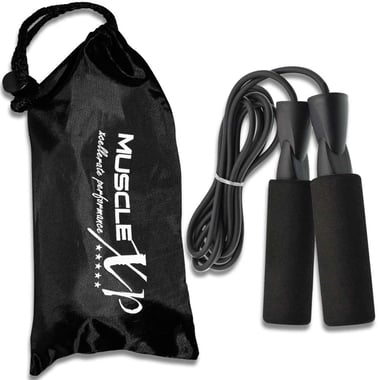 MuscleXP Skipping Rope, Blue & Black Free Size (with Foam Handles)