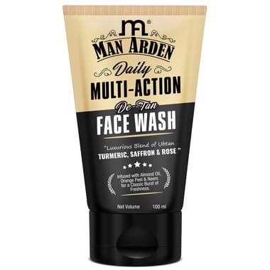Man Arden Daily Multi-Action De-Tan Face Wash, 100 ml Ubtan Turmeric + Saffron + Rose