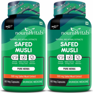 NourishVitals Safed Musli - Pack of 2, 60 veggie capsule(s)