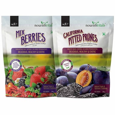 NourishVitals Healthy Munching Combo, Mix Berries + California Pitted Prunes 2 Piece(s)/Pack