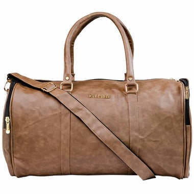 Man Arden PVC Leather Travel Duffle Bag, Pantone Tan