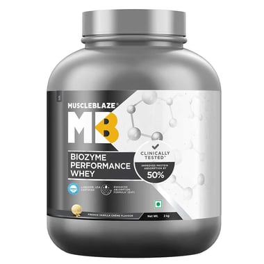 MuscleBlaze Biozyme Performance Whey Protein Powder (Old MRP), 4.4 lb French Vanilla Crème