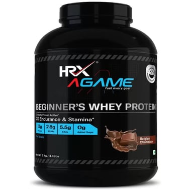HRX AGame Beginner's Whey Protein, 4.4 lb Belgian Chocolate