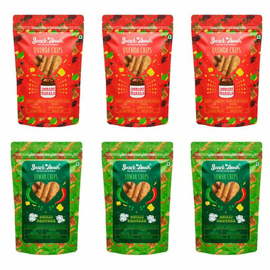SnackAmor Quinoa Chips & Jowar Chips Combo, Achari Masala & Chilli Chataka 6 Piece(s)/Pack