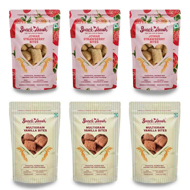 SnackAmor Jowar & Multigrain Bites Combo, Strawberry & Vanilla 6 Piece(s)/Pack