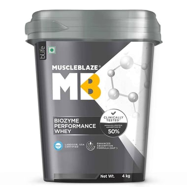MuscleBlaze Biozyme Performance Whey Protein Powder (Old MRP), 8.8 lb Magical Mango