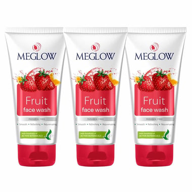 Meglow Fruit Face Wash, 70 g for All Skin Types (Pack of 3)