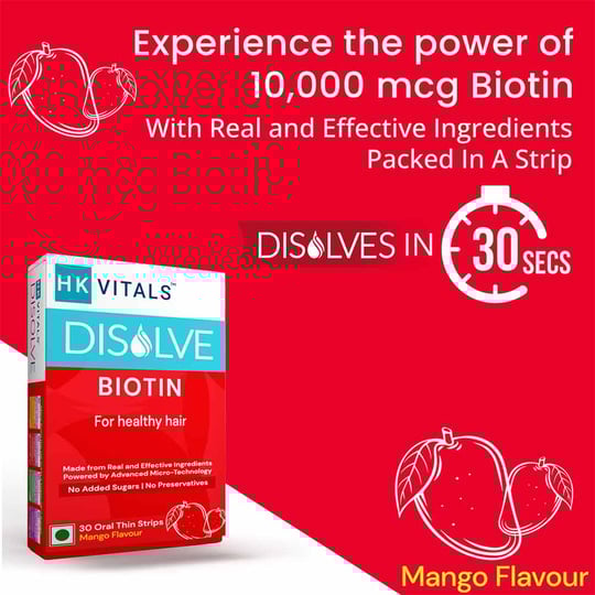 3 - HK Vitals DISOLVE Biotin by HealthKart, 30 Strip(s) Mango