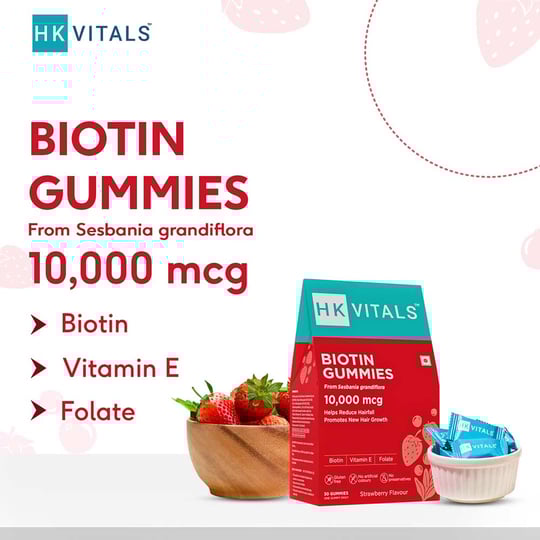 HK Vitals Biotin (10000 mcg) by  HealthKart,  30 gummies  Strawberry