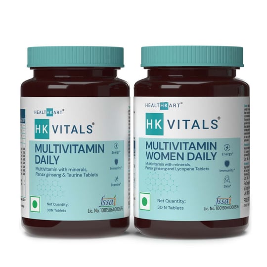 3 - HK Vitals Assorted Daily Multivitamin 30 tablets with Daily Multivitamin Women 30 tablets by HealthKart, 2 Piece(s)/Pack Unflavoured