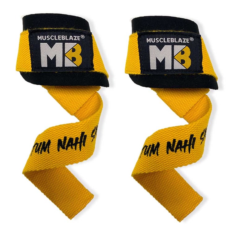 1 - MuscleBlaze Weight Lifting Strap (Tum Nahi Samjhoge),  Yellow  Free Size 