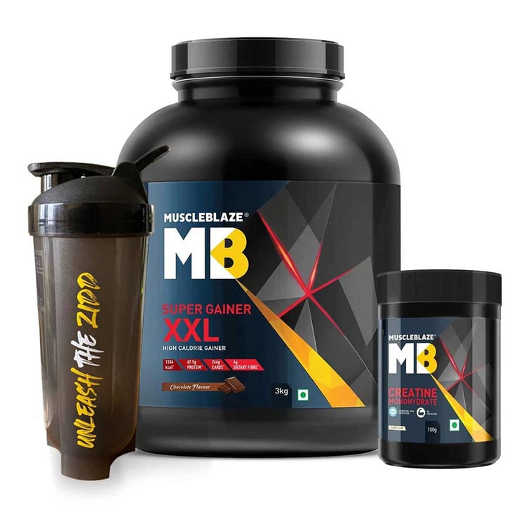 MuscleBlaze Super Gainer XXL, Creatine Monohydrate & Shaker Combo