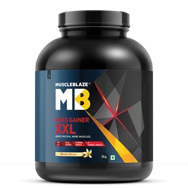 1 - MuscleBlaze Mass Gainer XXL with Complex Carbs and Proteins in 3:1 ratio,  6.6 lb  Vanilla 