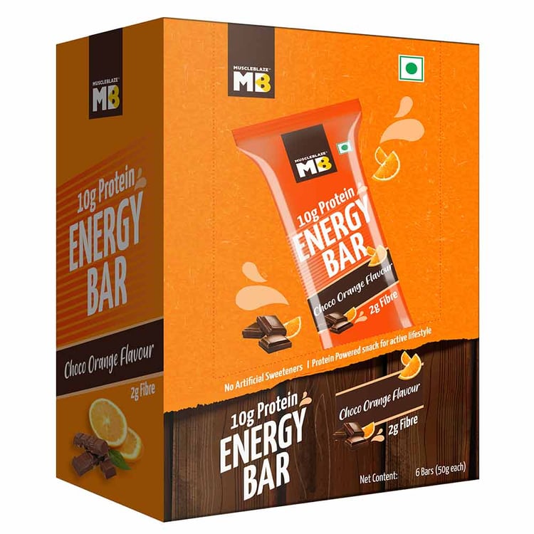 2 - MuscleBlaze Energy Bar,  6 bar(s)  Choco Orange (10 g Protein) 