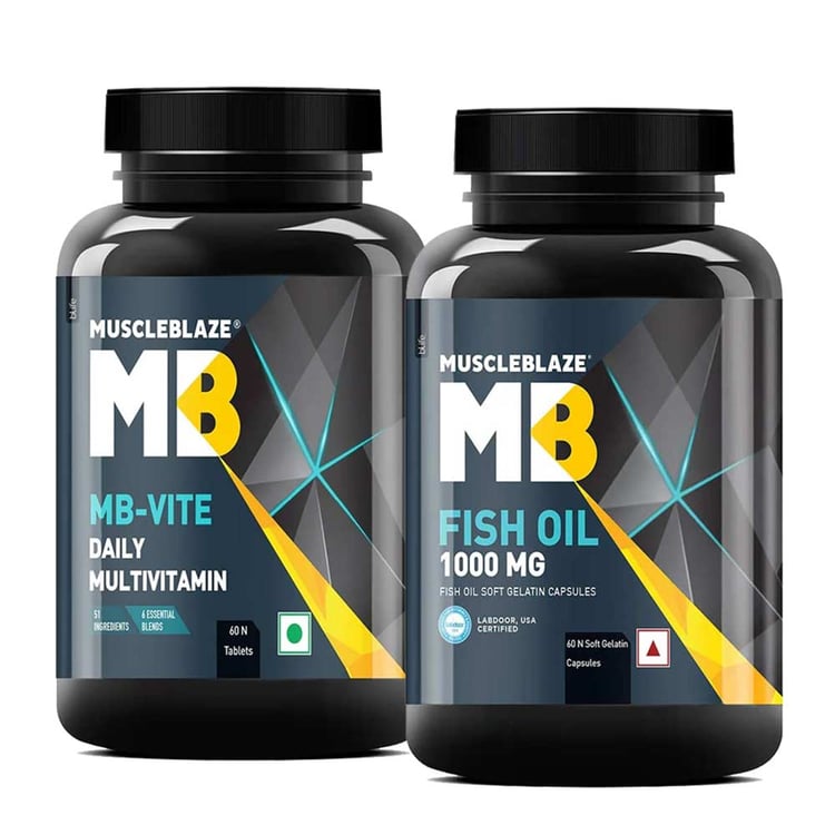 MuscleBlaze Fish Oil & MB-VITE Daily Multivitamin 60 tabs Combo