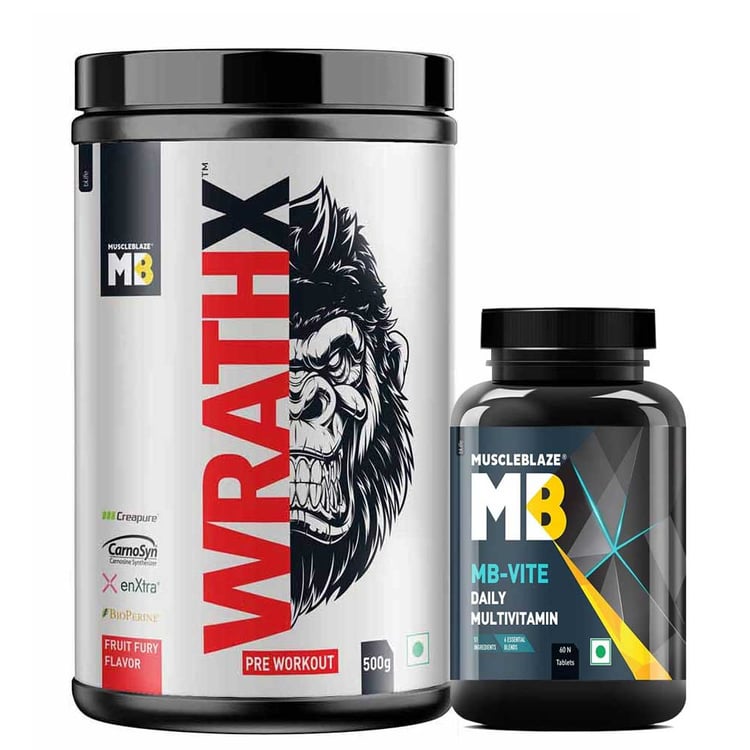 MuscleBlaze Pre Workout WrathX 1.1 lb & MB-VITE 60 tabs Combo