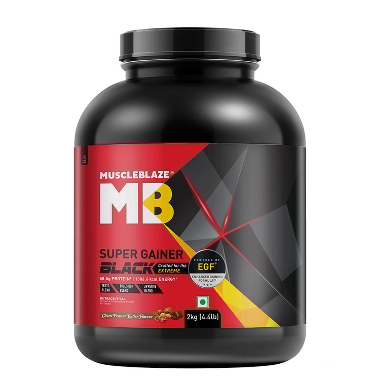 4 - MuscleBlaze Super Gainer Black,  4.4 lb  Choco Peanut Butter 